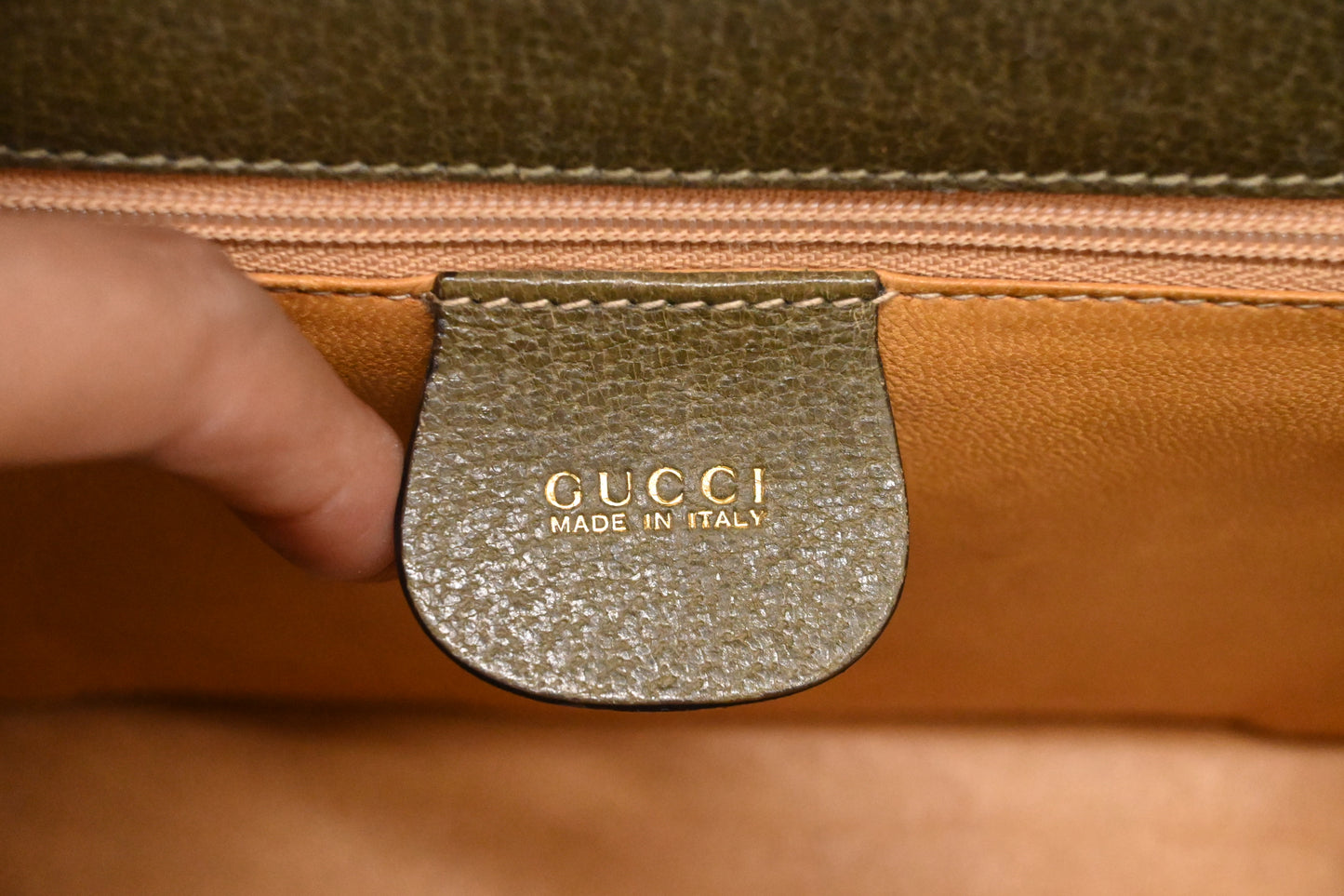 Gucci Bamboo Handbag in Olive Green Leather