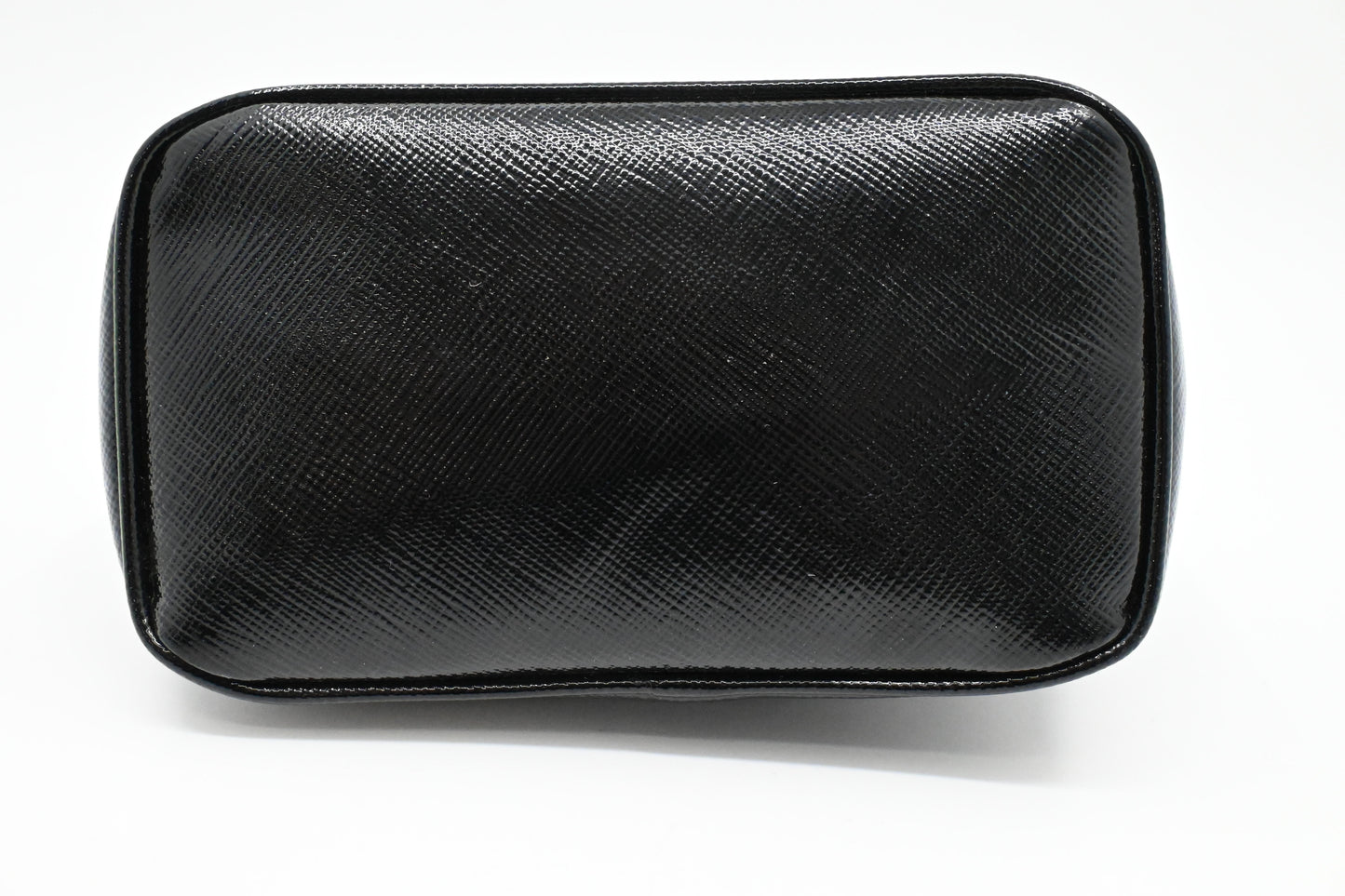 Prada Bow Pouch in Black Patent Saffiano Leather