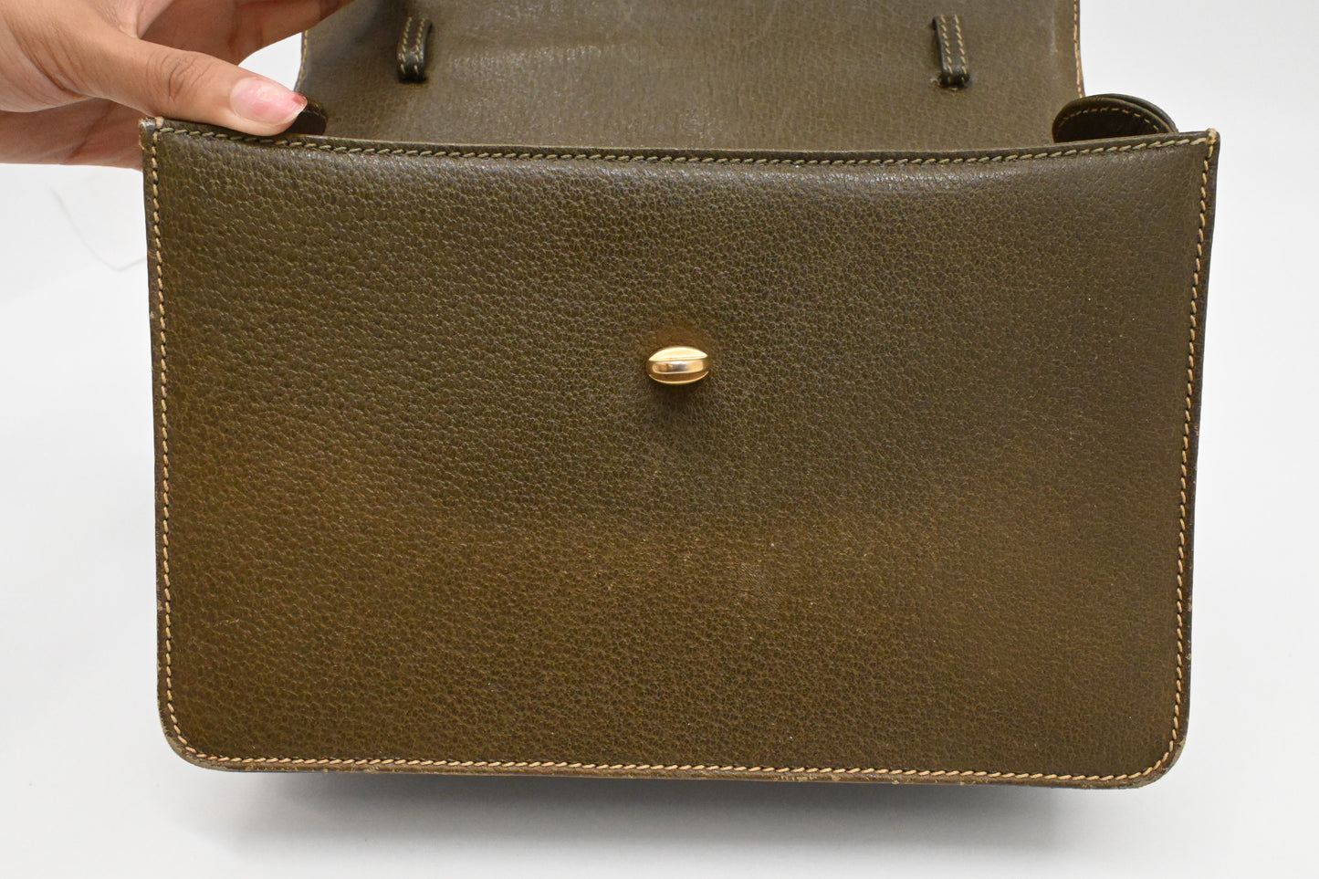 Gucci Bamboo Handbag in Olive Green Leather
