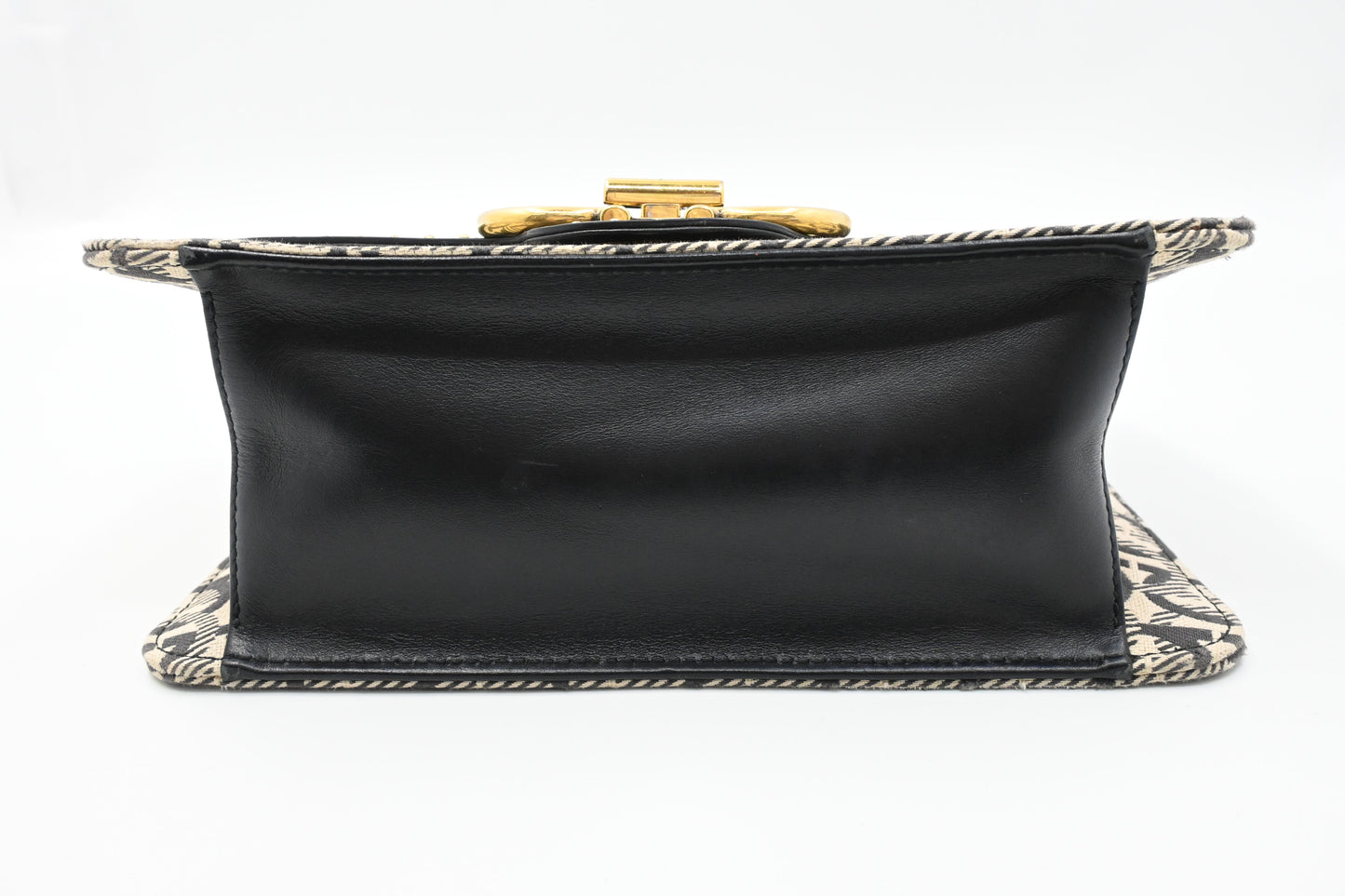 Ferragamo Two Way Bag in Black and White Canvas and Leather