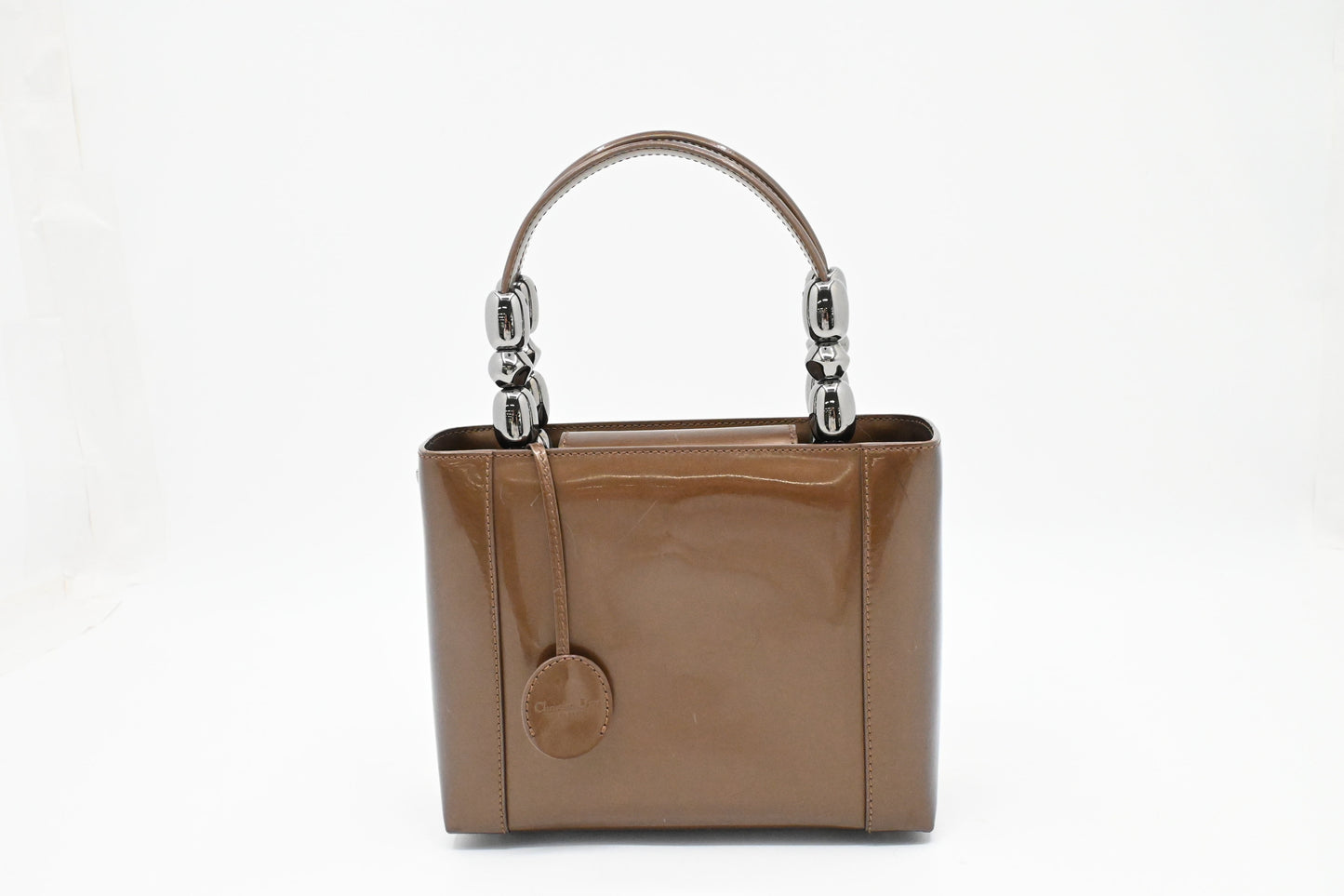 Dior Small Malice Handbag in Brown Patent Leather