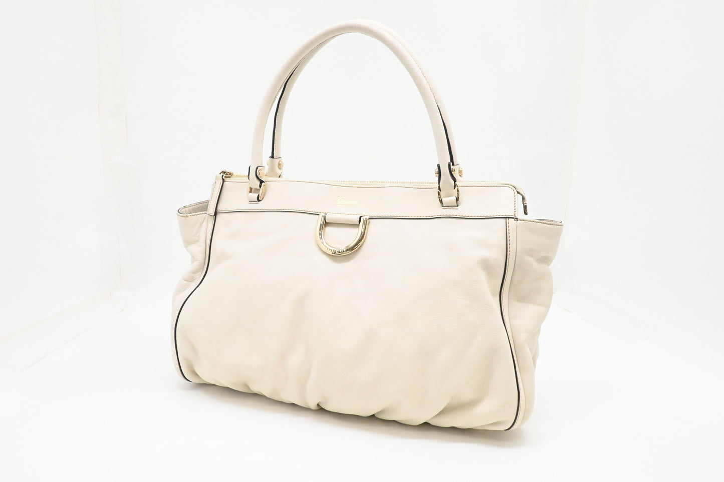 Gucci Abbey Tote in White Leather