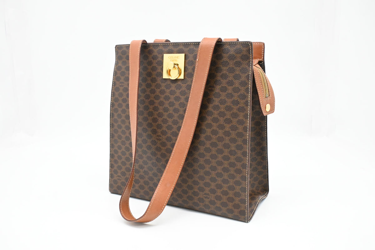 Celine Shoulder Bag in Black Brown Canvas