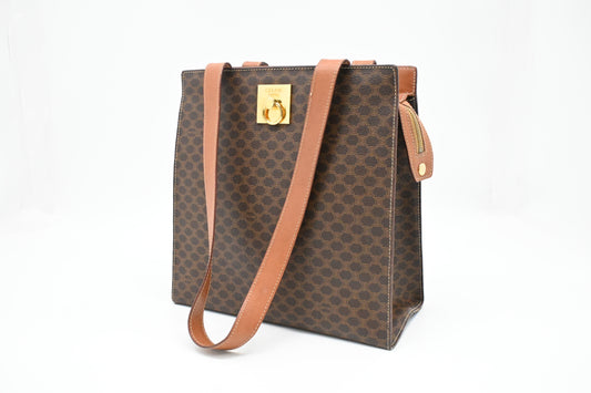 Celine Shoulder Bag in Black Brown Canvas
