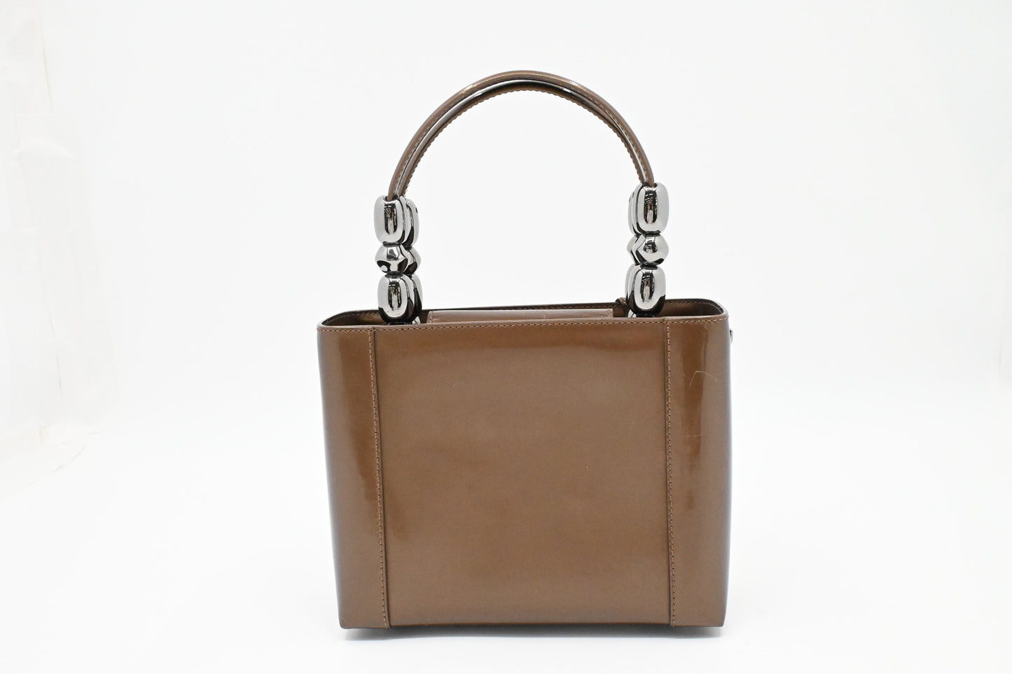 Dior Small Malice Handbag in Brown Patent Leather