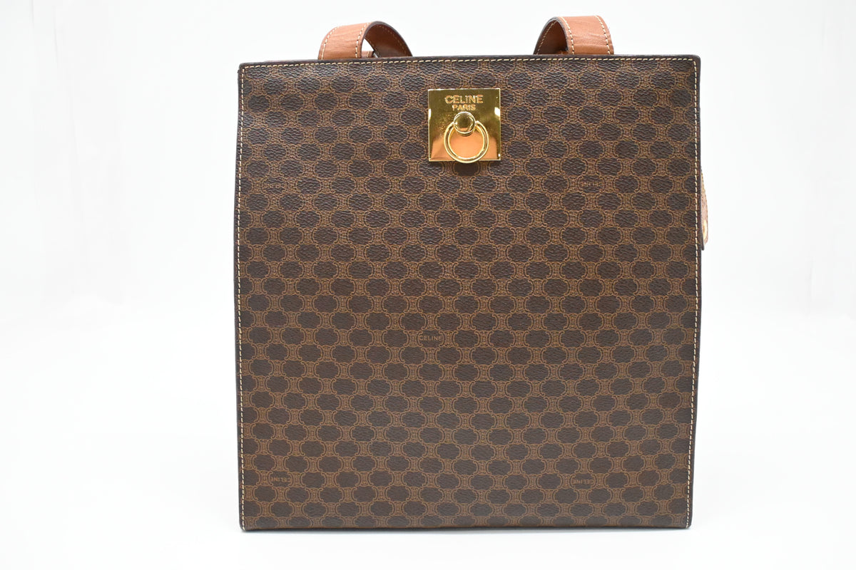 Celine Shoulder Bag in Black Brown Canvas