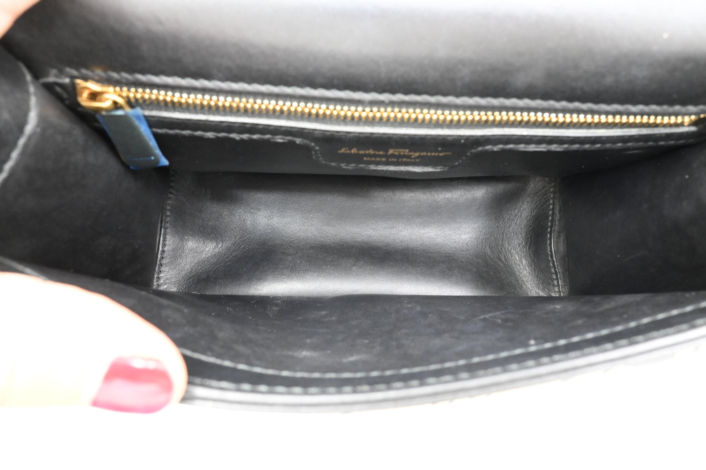 Ferragamo Two Way Bag in Black and White Canvas and Leather