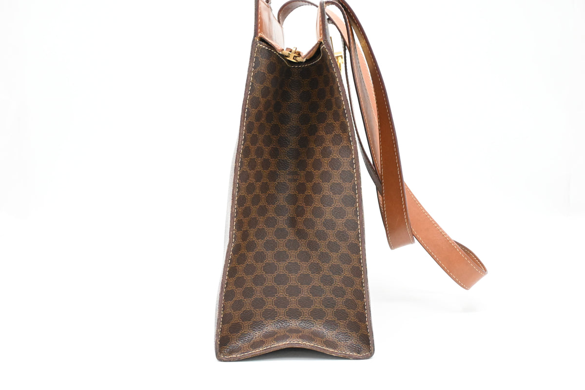 Celine Shoulder Bag in Black Brown Canvas