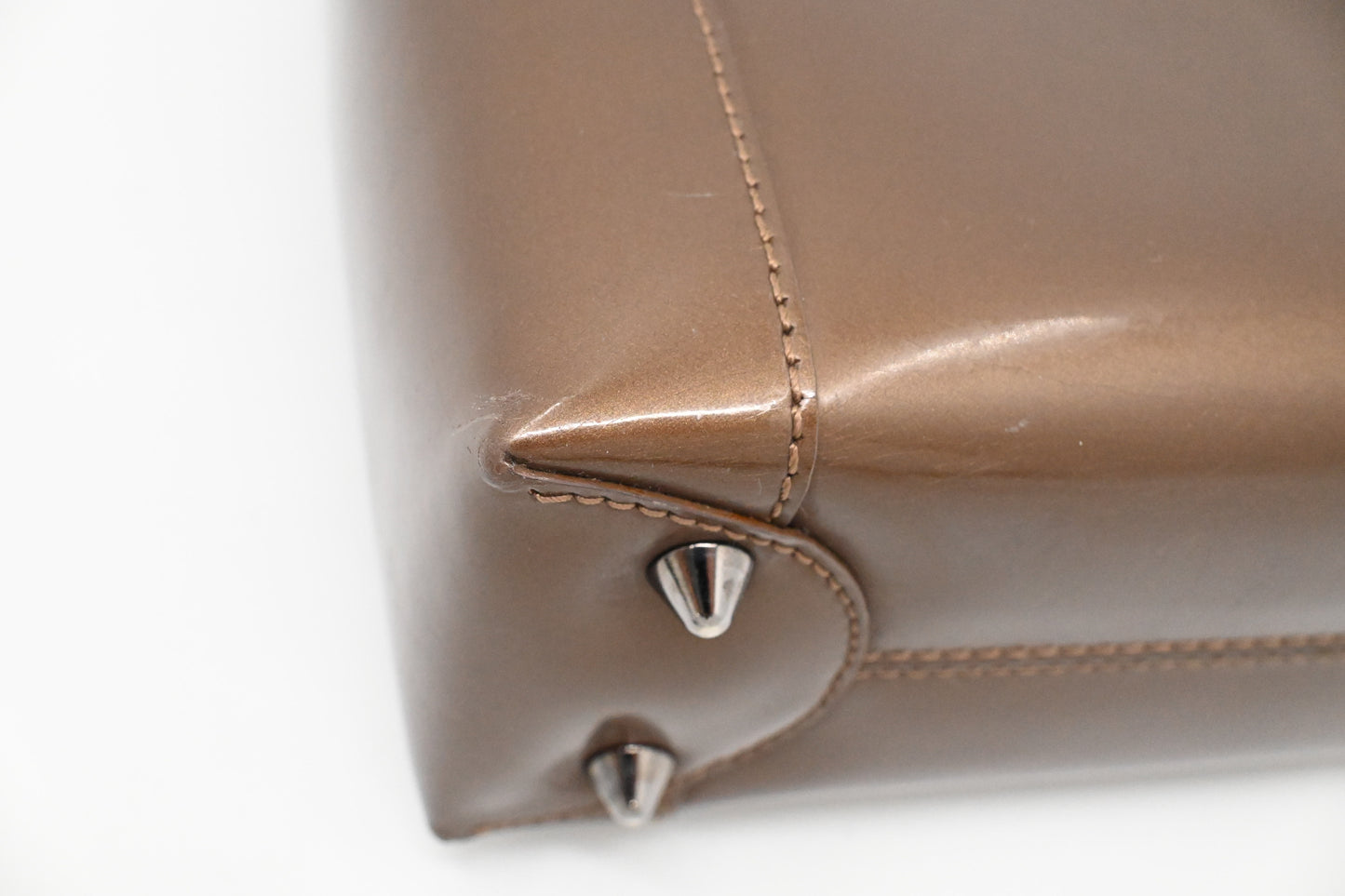 Dior Small Malice Handbag in Brown Patent Leather