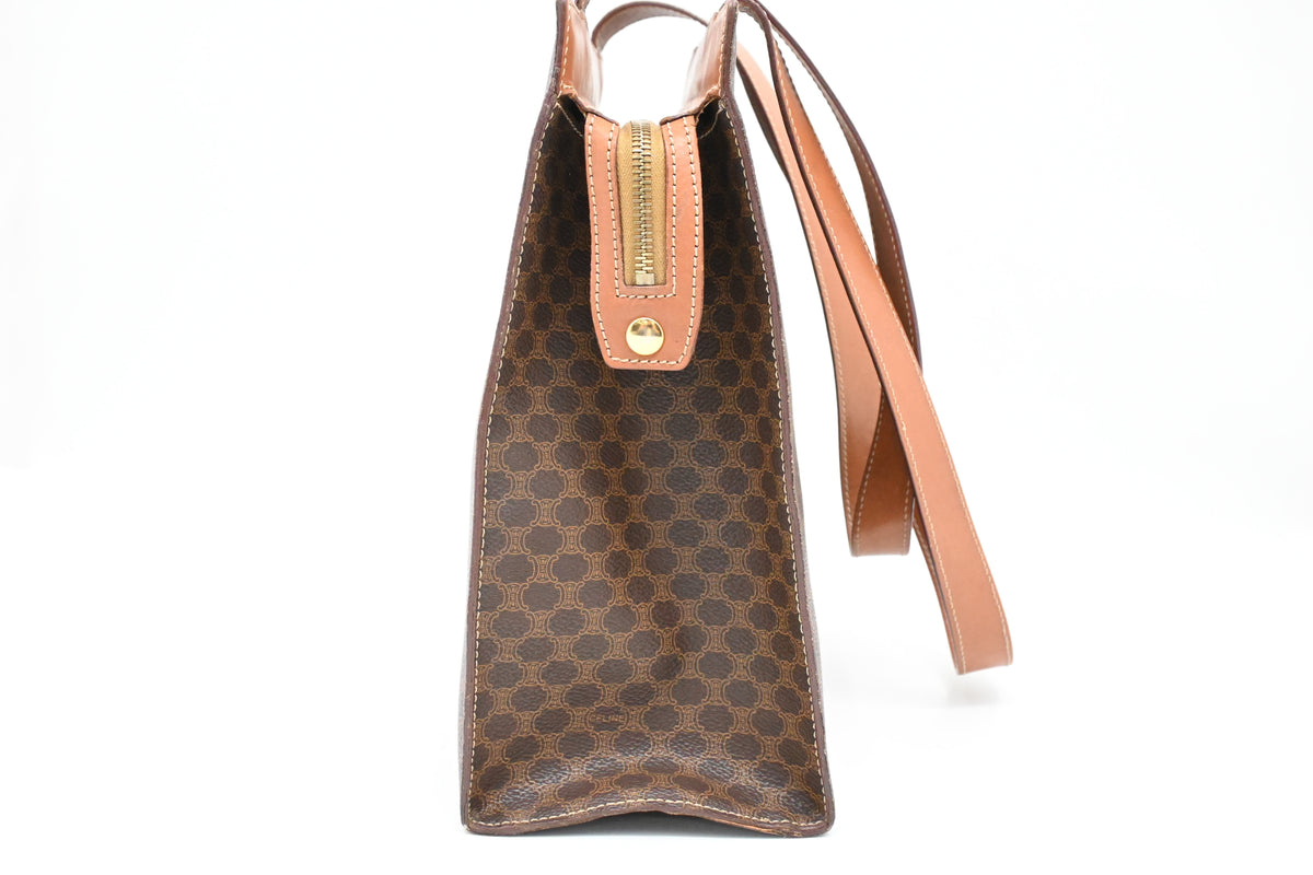 Celine Shoulder Bag in Black Brown Canvas