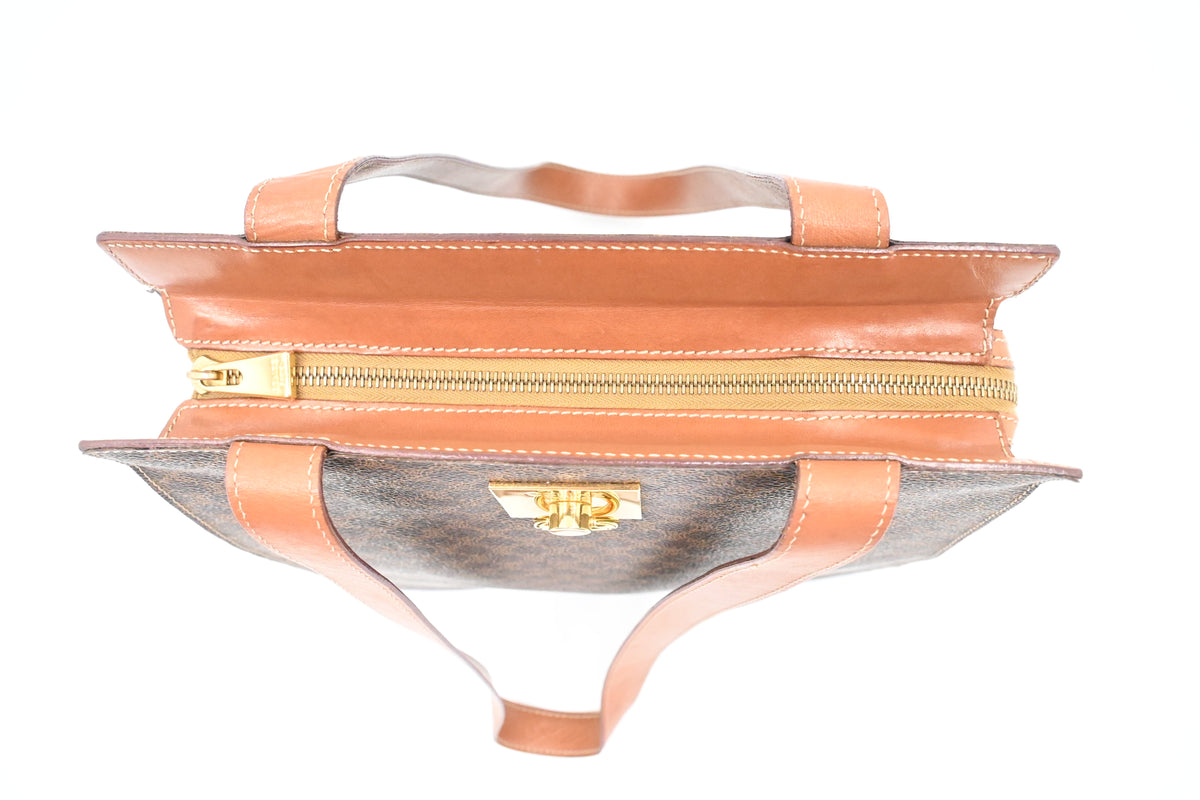 Celine Shoulder Bag in Black Brown Canvas