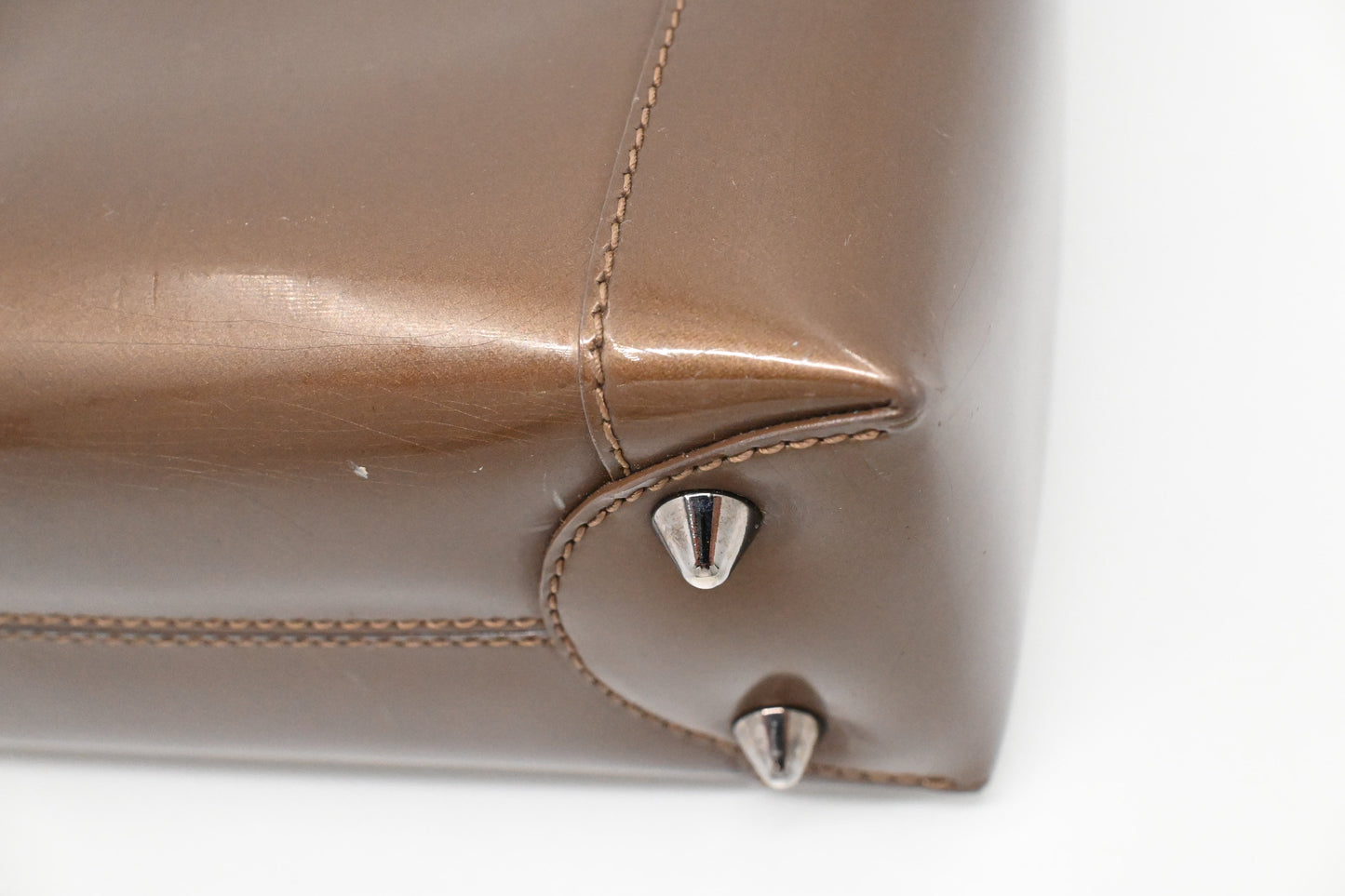 Dior Small Malice Handbag in Brown Patent Leather