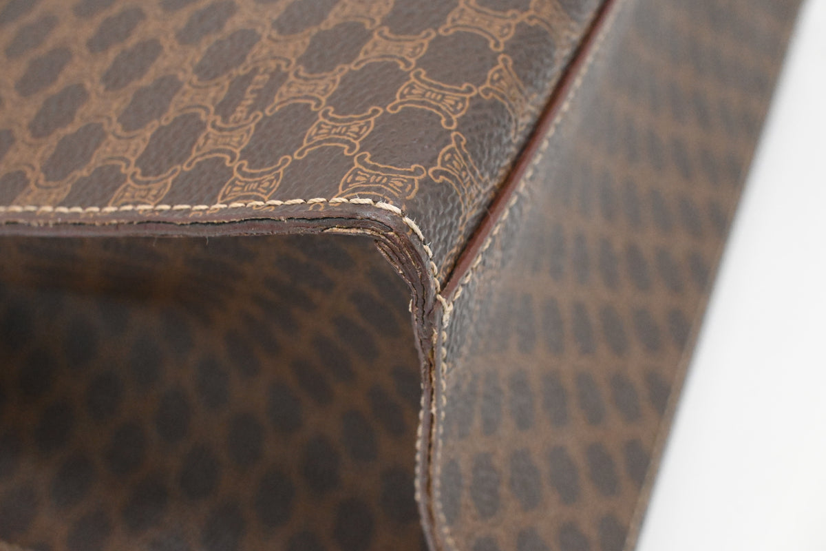 Celine Shoulder Bag in Black Brown Canvas