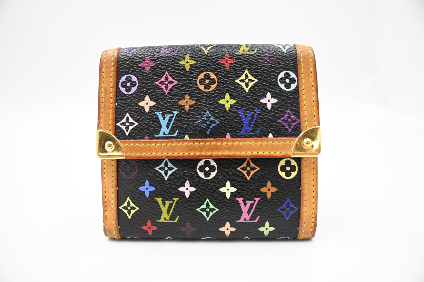 Louis Vuitton x Takashi Murakami Elise Wallet in Black Multicolor Monogram Canvas
