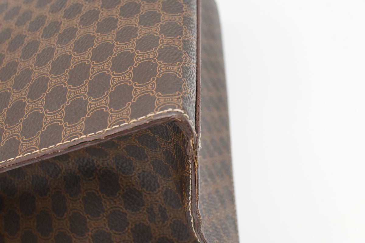 Celine Shoulder Bag in Black Brown Canvas