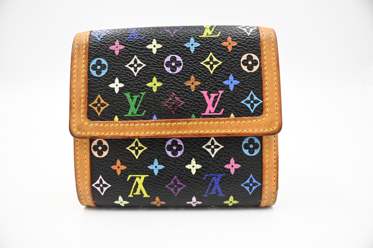 Louis Vuitton x Takashi Murakami Elise Wallet in Black Multicolor Monogram Canvas