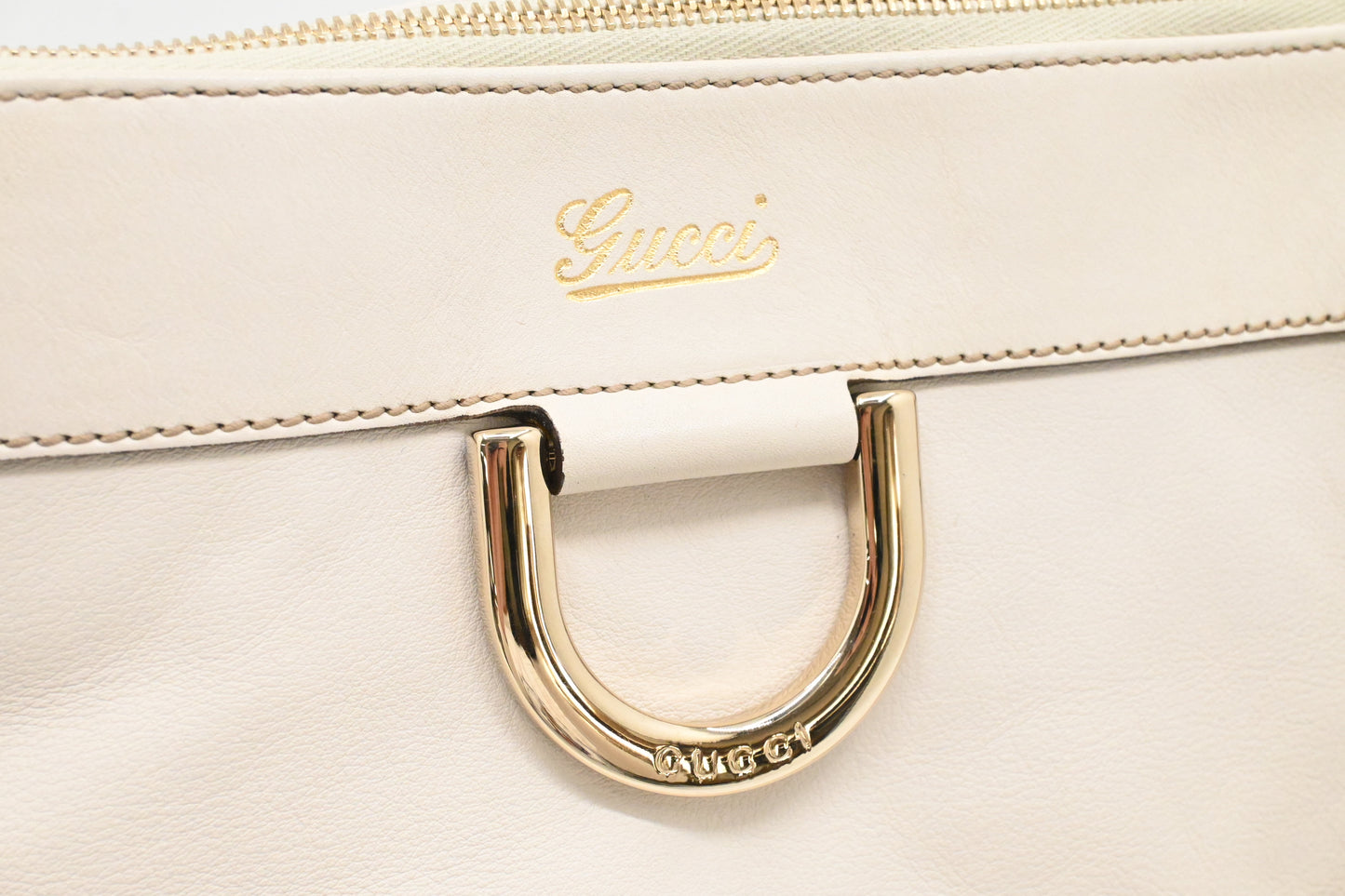 Gucci Abbey Tote in White Leather