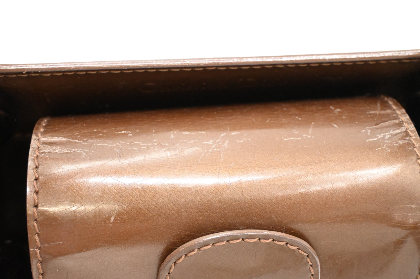 Dior Small Malice Handbag in Brown Patent Leather