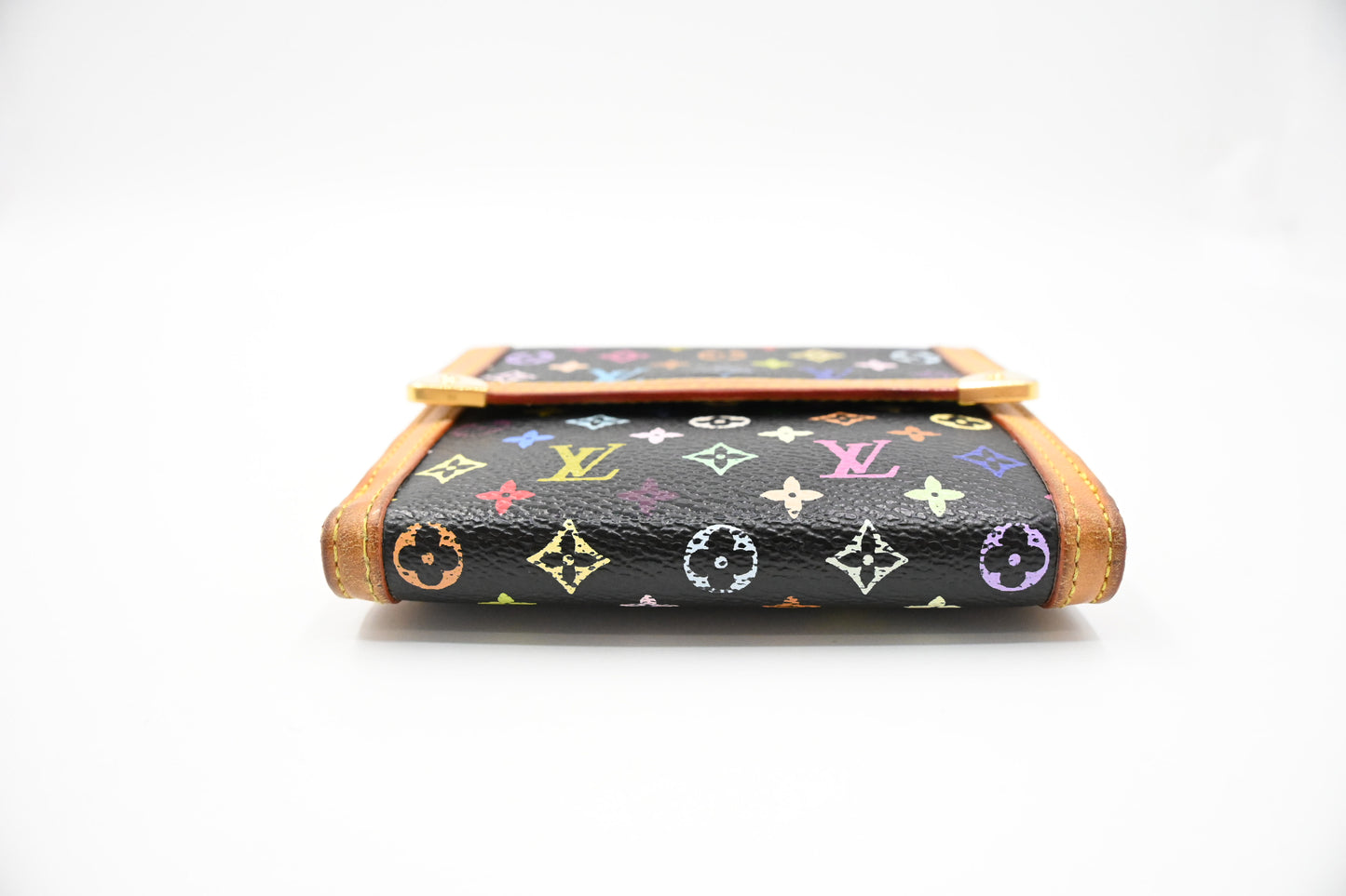 Louis Vuitton x Takashi Murakami Elise Wallet in Black Multicolor Monogram Canvas