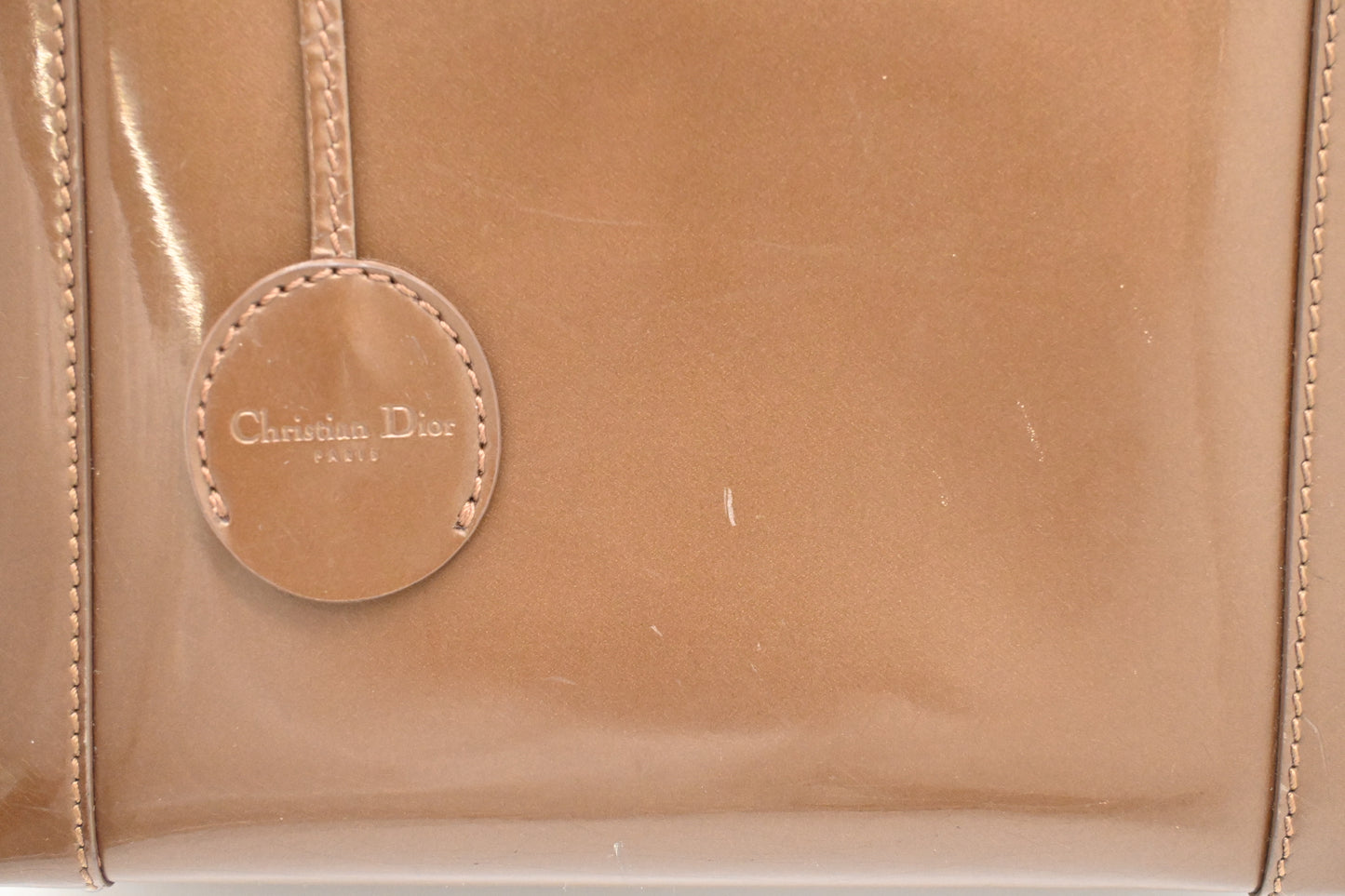 Dior Small Malice Handbag in Brown Patent Leather