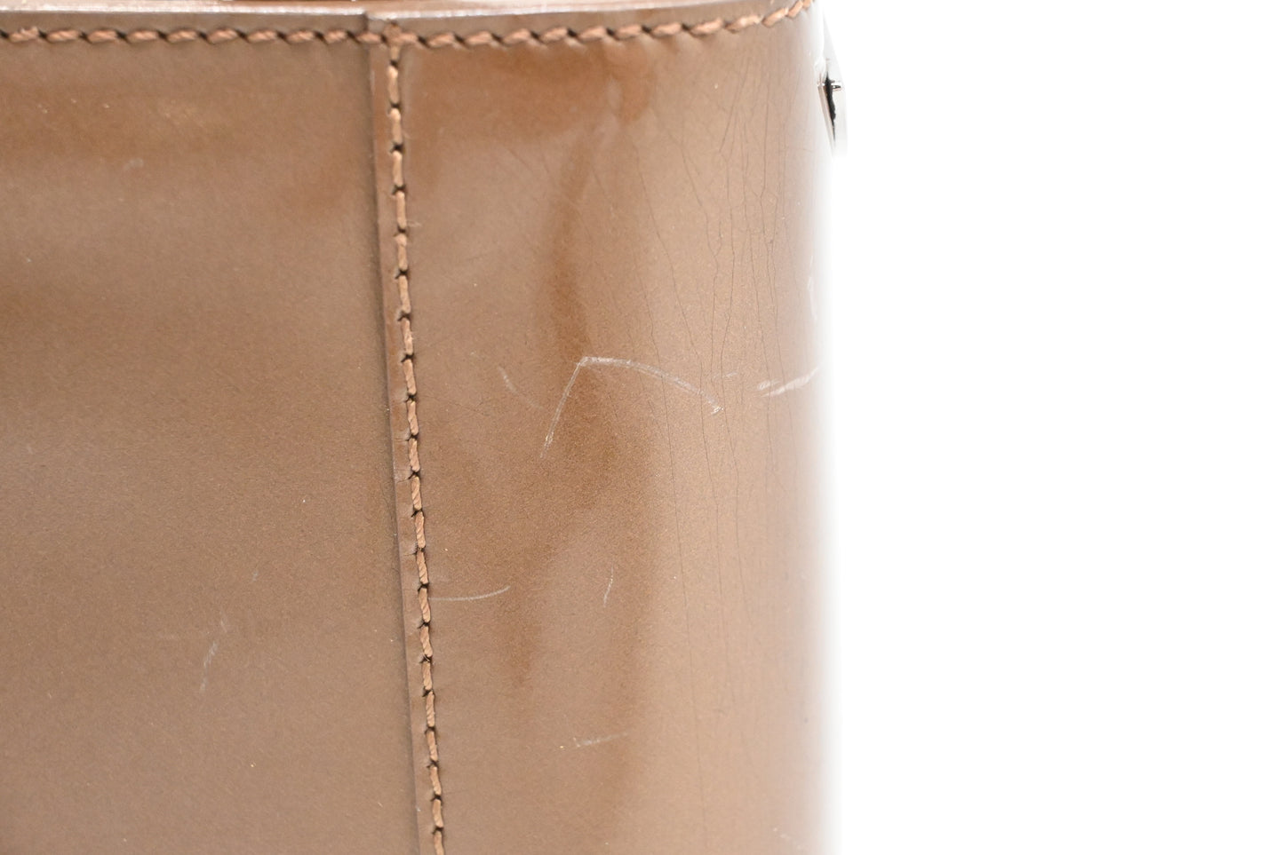 Dior Small Malice Handbag in Brown Patent Leather