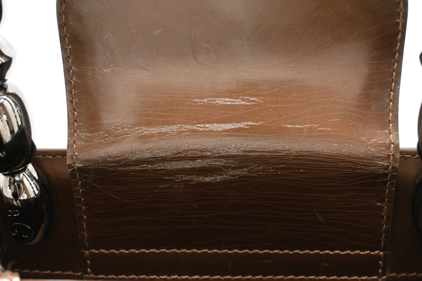 Dior Small Malice Handbag in Brown Patent Leather