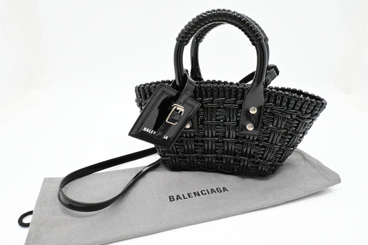 Balenciaga Bistro Basket XS in Weaved Black Patent Leather