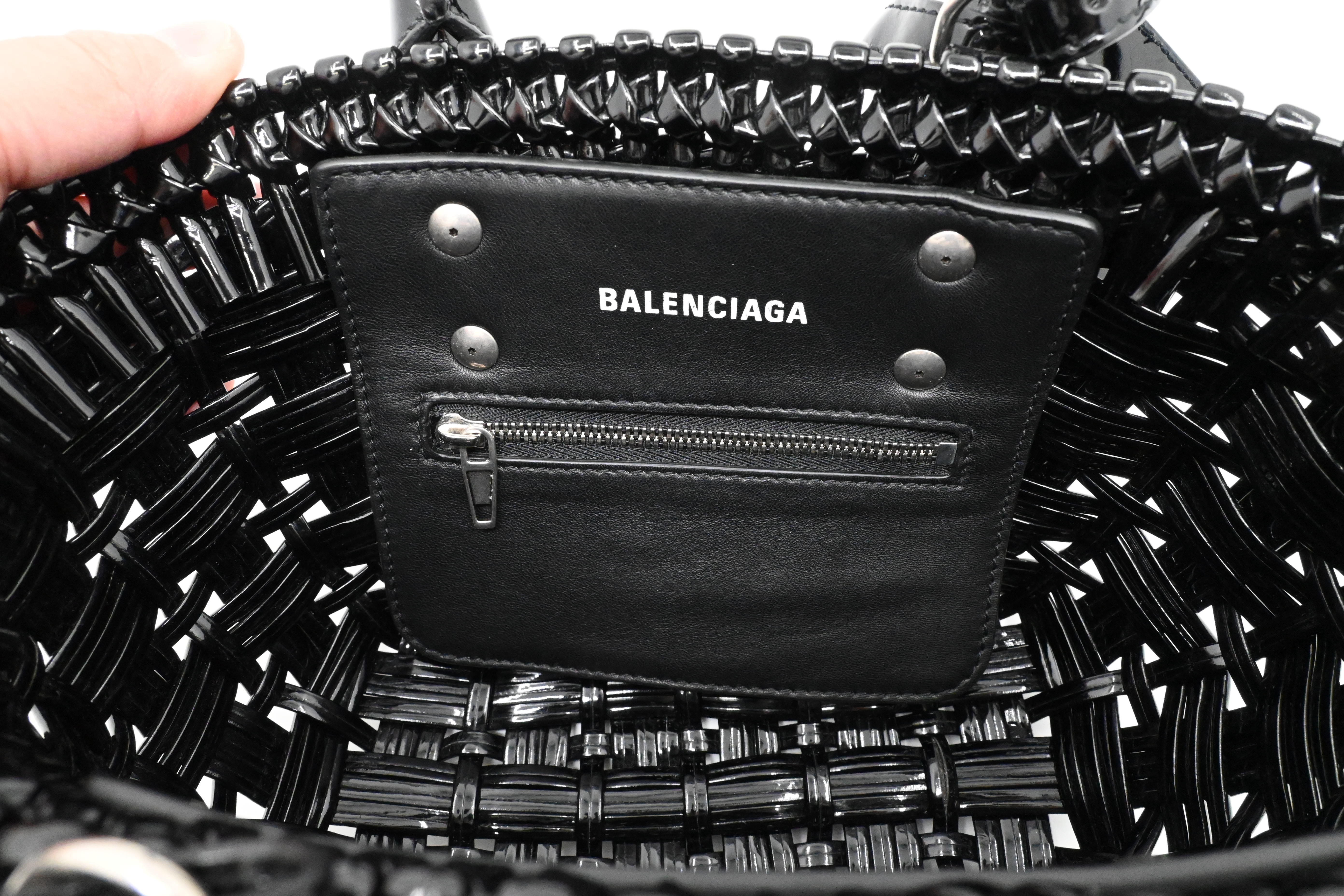 Balenciaga Bistro Basket XS in Weaved Black Patent Leather