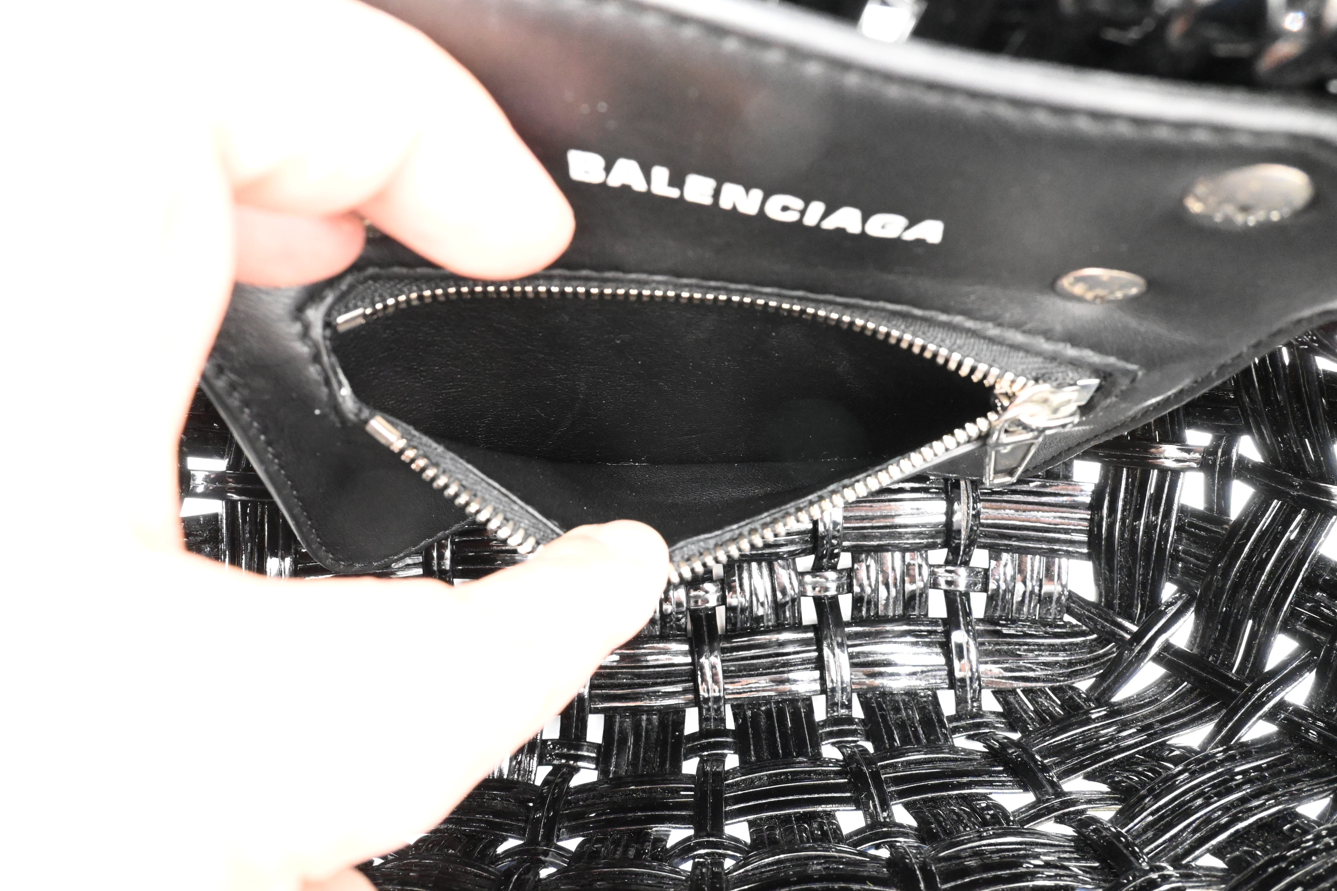 Balenciaga Bistro Basket XS in Weaved Black Patent Leather