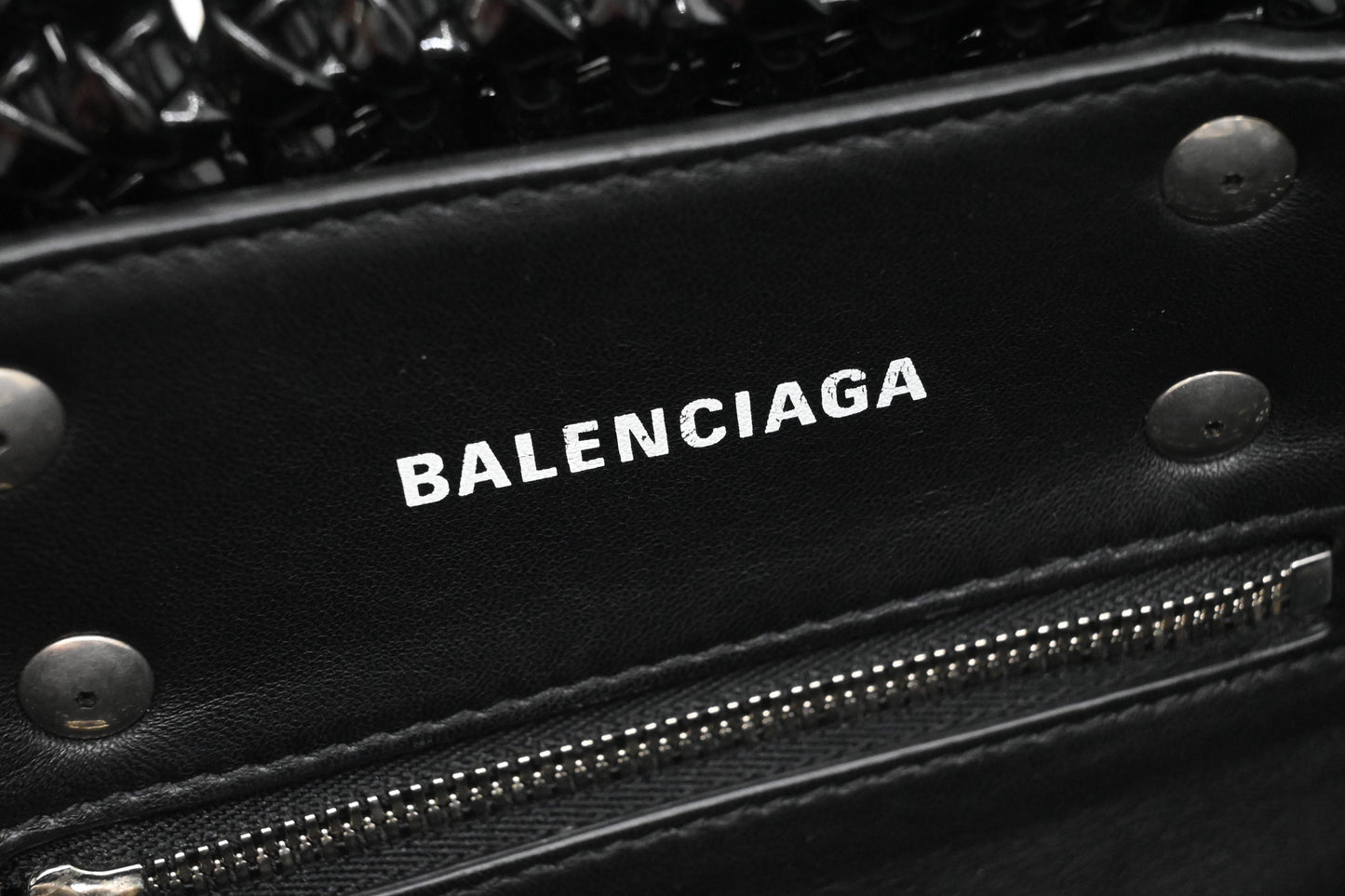 Balenciaga Bistro Basket XS in Weaved Black Patent Leather