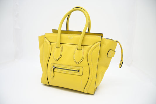 Celine Micro Luggage in Yellow Leather