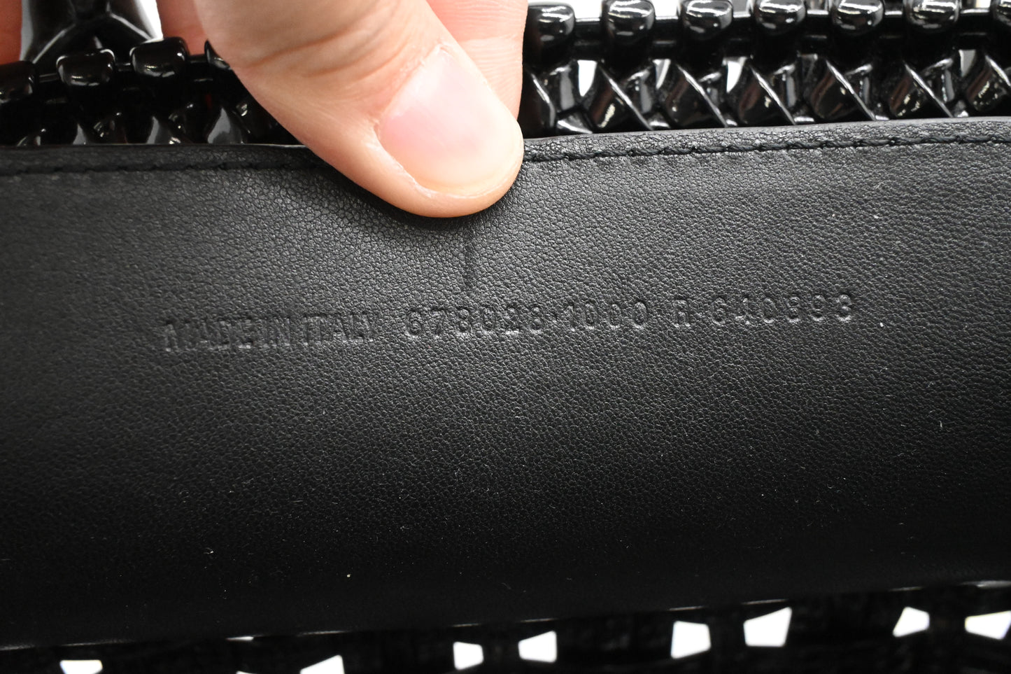 Balenciaga Bistro Basket XS in Weaved Black Patent Leather