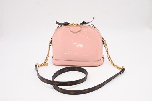 Louis Vuitton Mini Alma in Pink Vernis Leather and Monogram Canvas