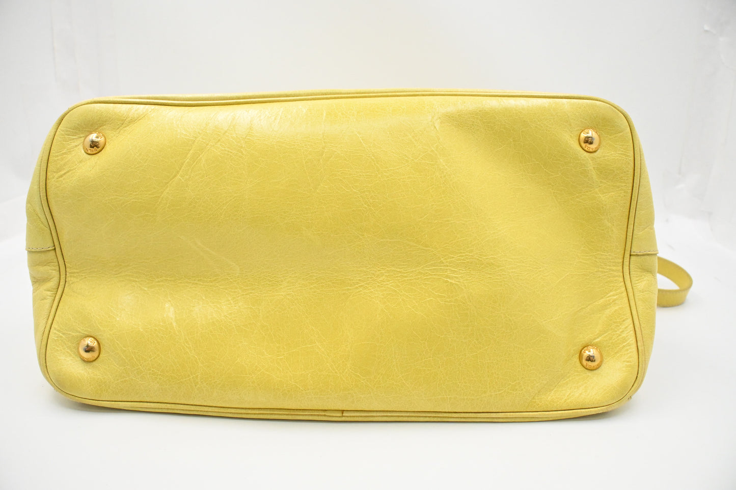 Prada Two Way Bag in Yellow Vitello Shine Leather