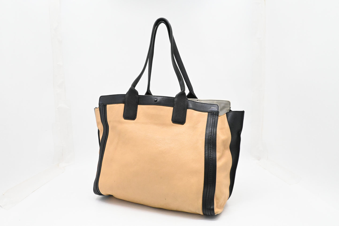 Chloe Alison Tote in Beige and Black Leather