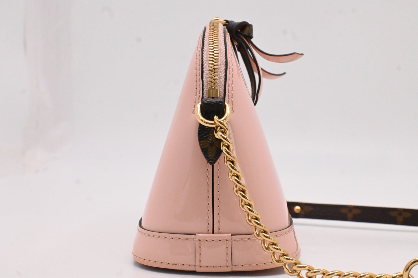 Louis Vuitton Mini Alma in Pink Vernis Leather and Monogram Canvas