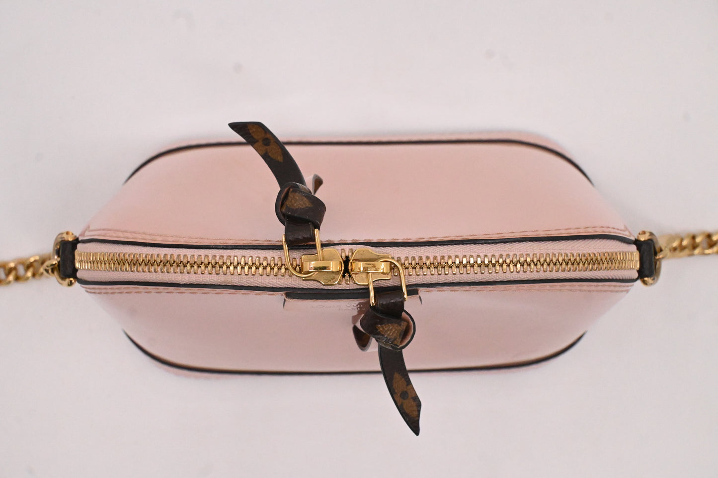 Louis Vuitton Mini Alma in Pink Vernis Leather and Monogram Canvas