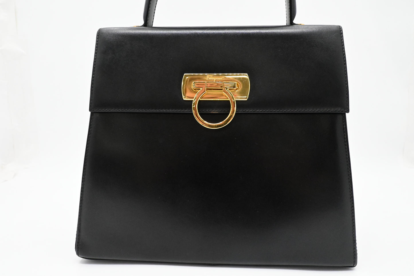 Ferragamo Gancini Handbag in Black Leather