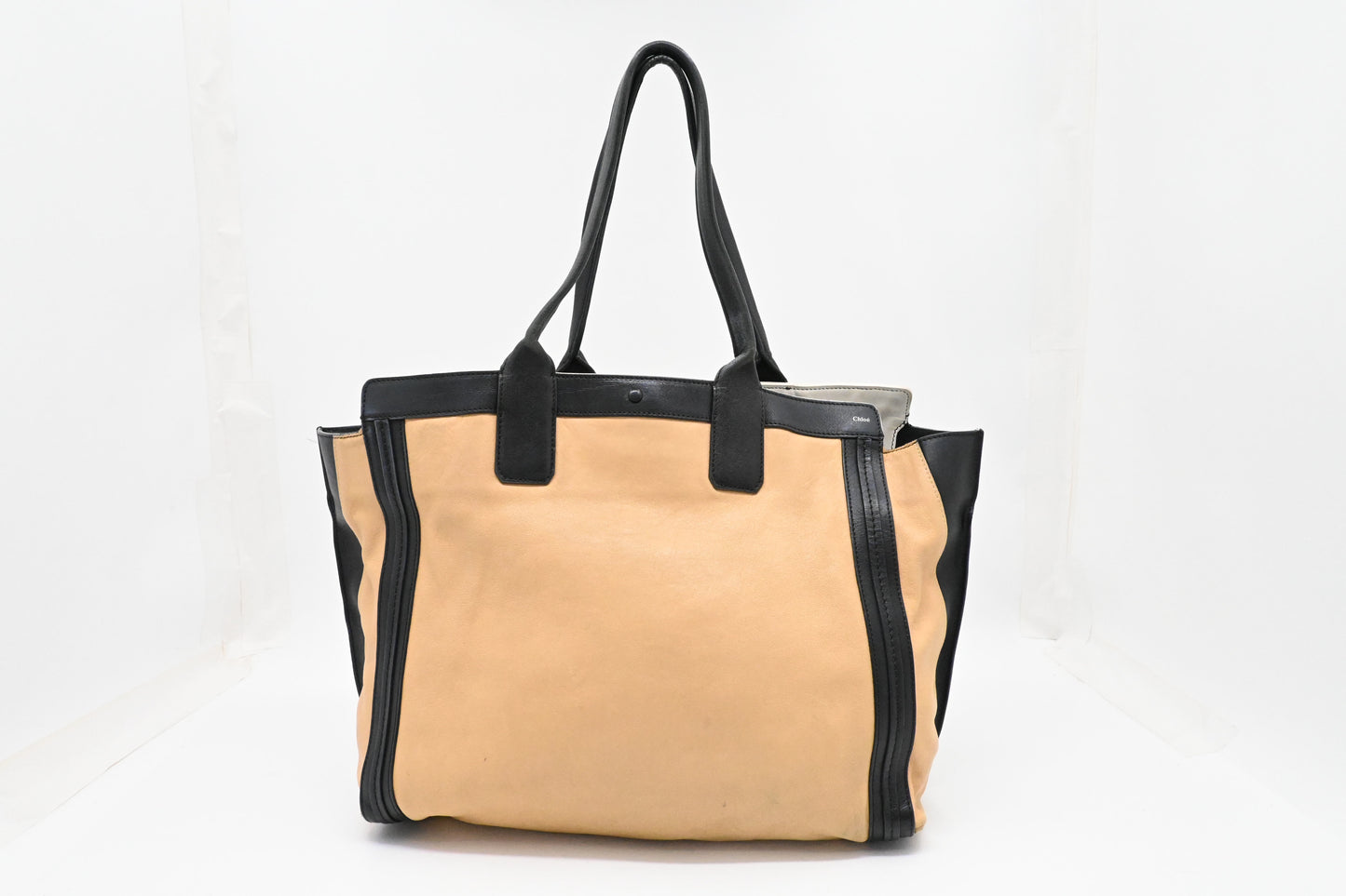 Chloe Alison Tote in Beige and Black Leather