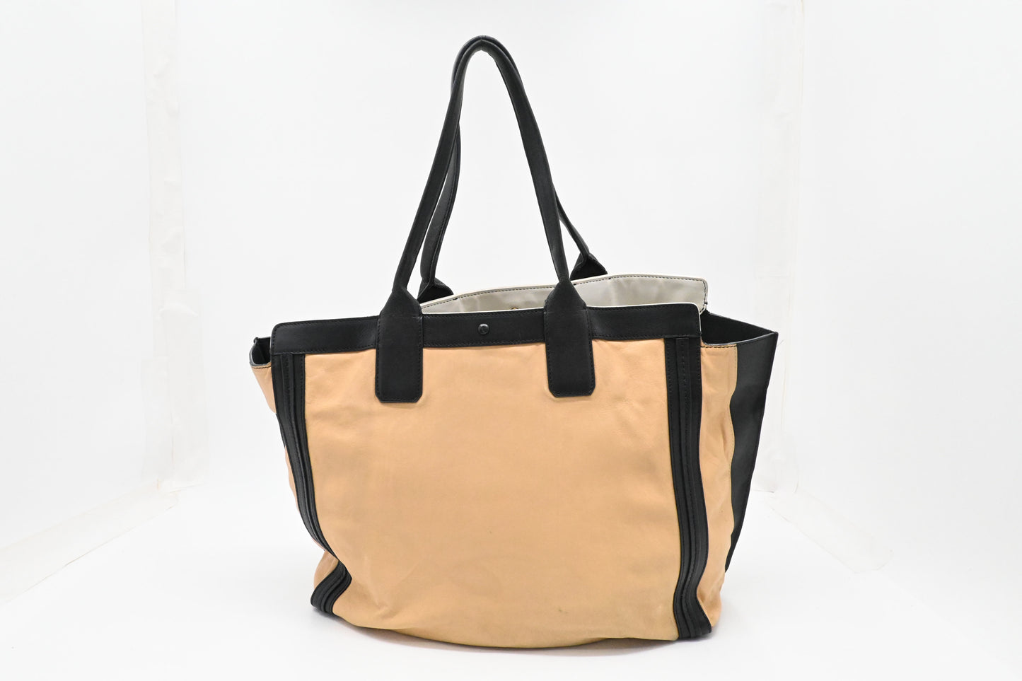 Chloe Alison Tote in Beige and Black Leather