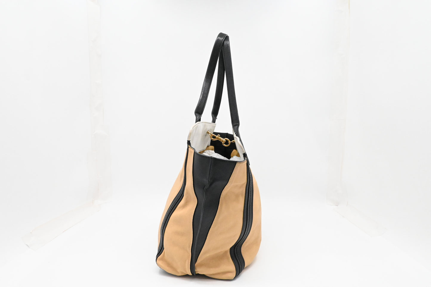 Chloe Alison Tote in Beige and Black Leather
