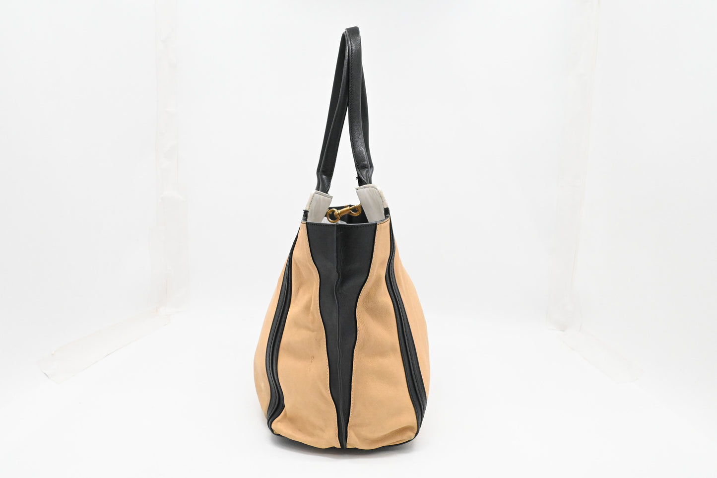 Chloe Alison Tote in Beige and Black Leather