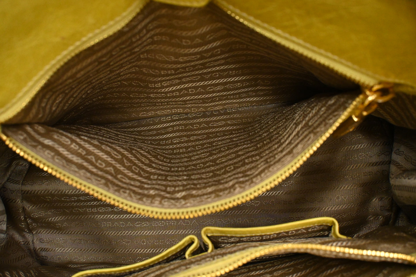 Prada Two Way Bag in Yellow Vitello Shine Leather