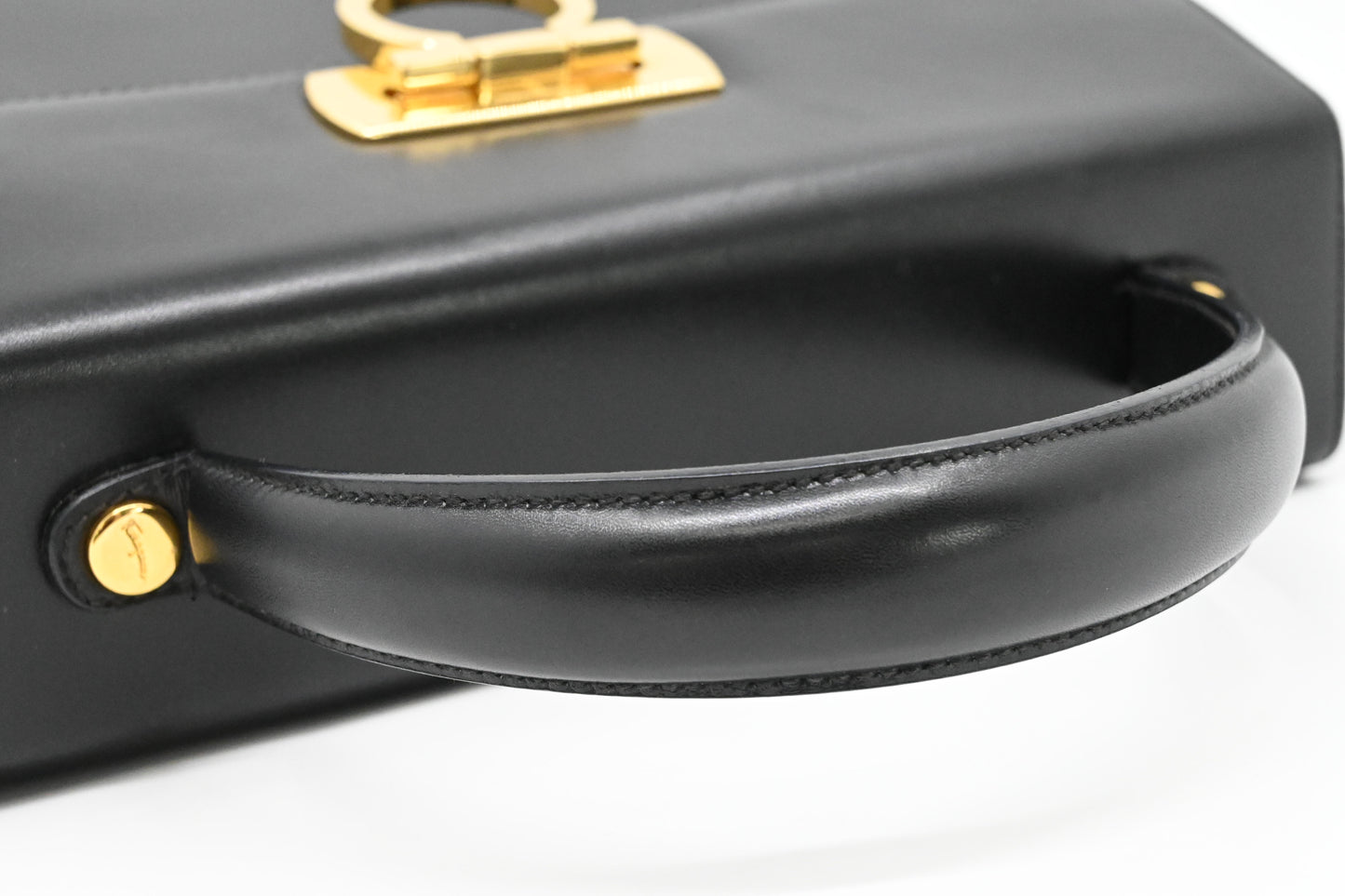 Ferragamo Gancini Handbag in Black Leather