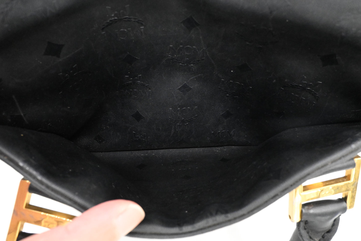 MCM Bandouliere Boston Bag in Black Coated Canvas