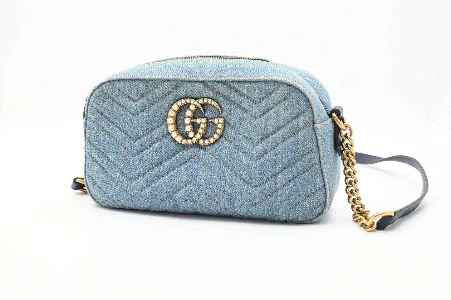 Gucci Marmont Crossbody Bag in Blue Denim Canvas