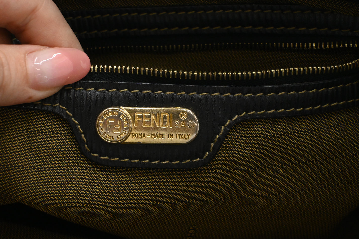 Fendi Handbag in Black Pequin Canvas
