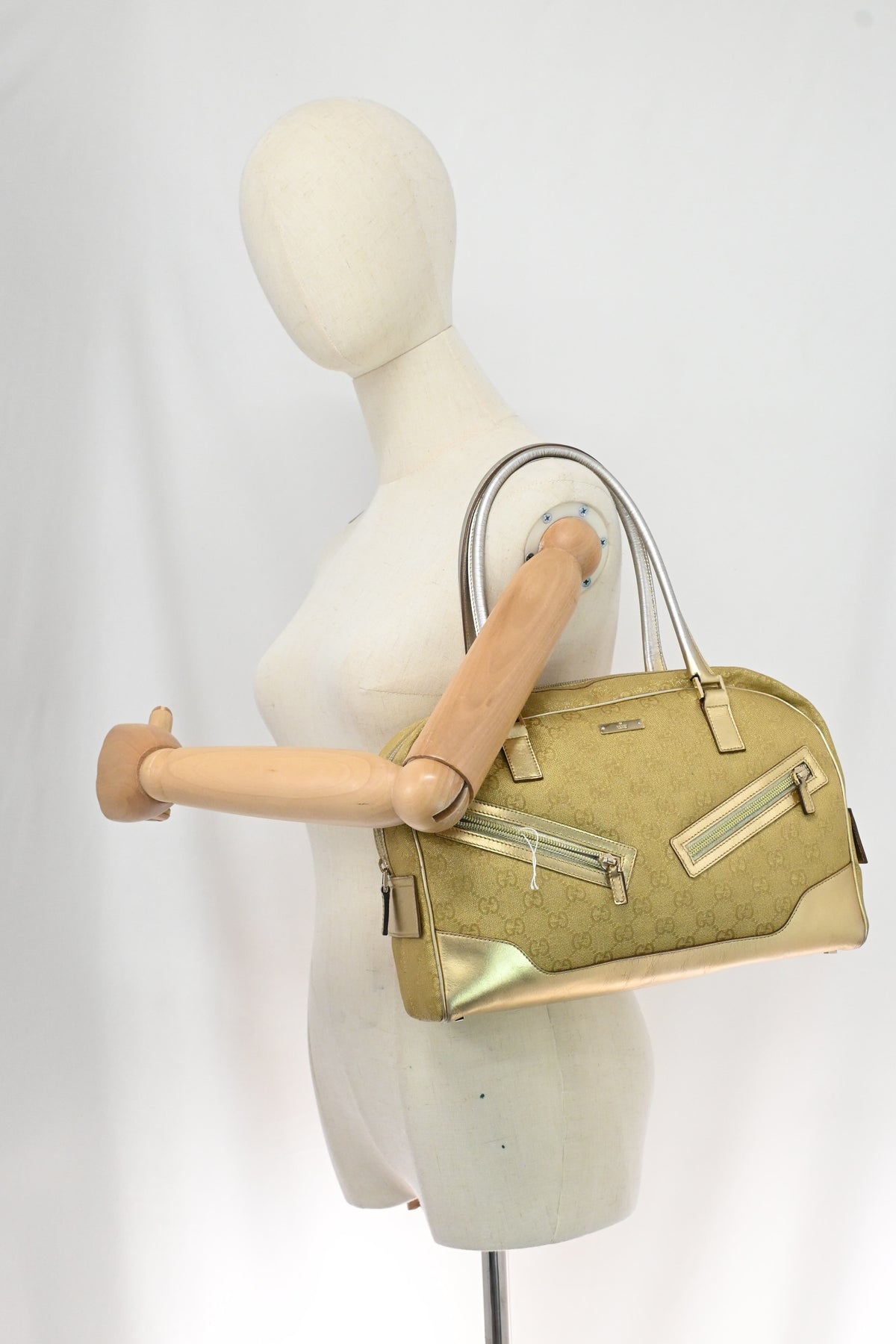 Gucci Boston Bag in Gold Canvas
