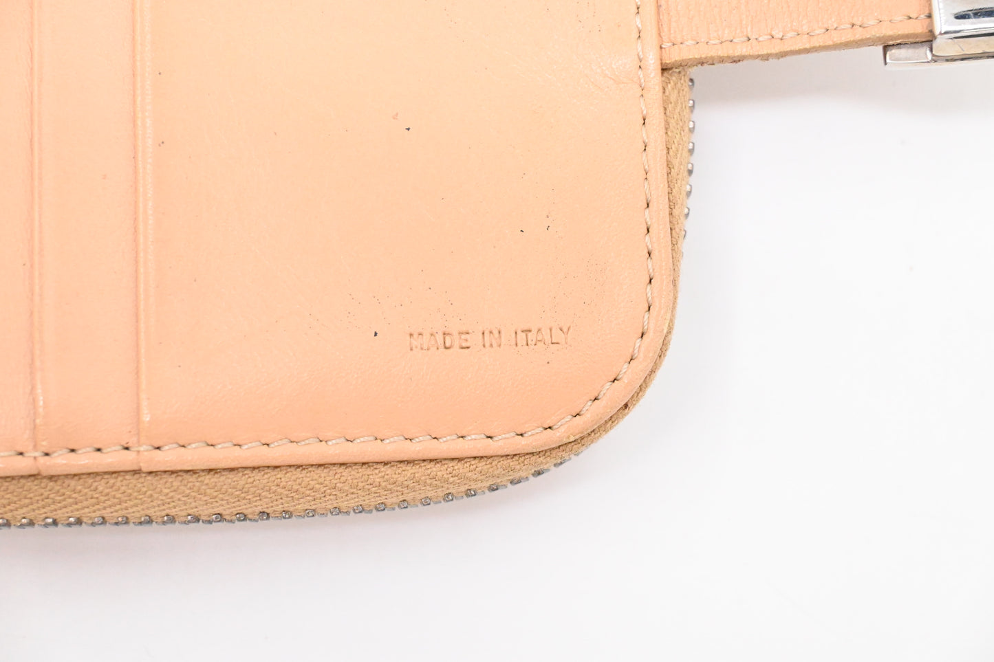 Fendi Compact Wallet in Beige and Blue Zucchino Canvas