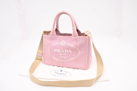Prada Small Canapa in Pink Canvas